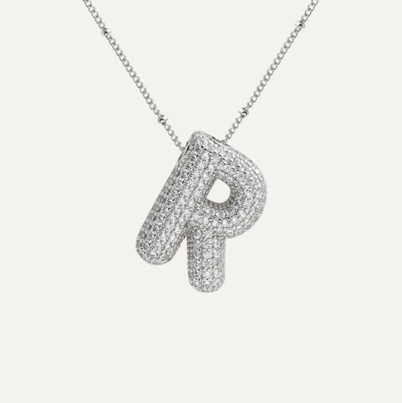 Personalized diamond initial necklace featuring bubble diamonds, elegant 50cm (20in) design, perfect for special occasions and gifts. 29