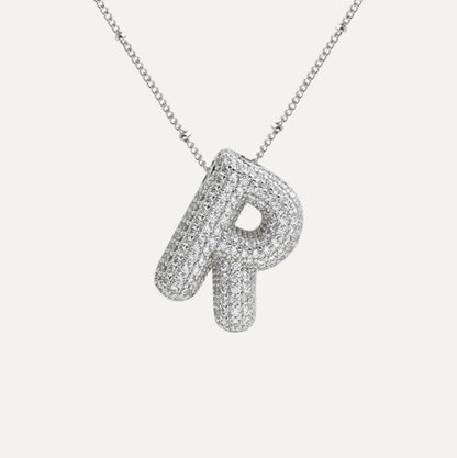 Personalized diamond initial necklace featuring bubble diamonds, elegant 50cm (20in) design, perfect for special occasions and gifts. 29