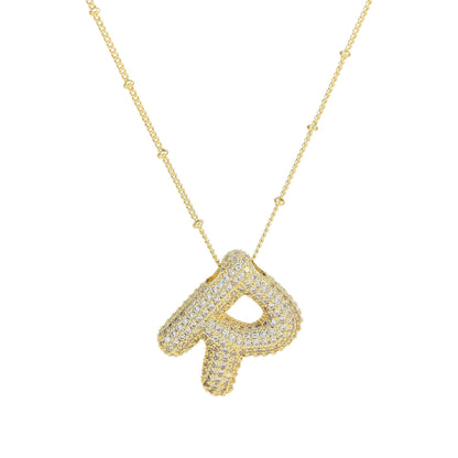Personalized diamond initial necklace featuring bubble diamonds, elegant 50cm (20in) design, perfect for special occasions and gifts. 12