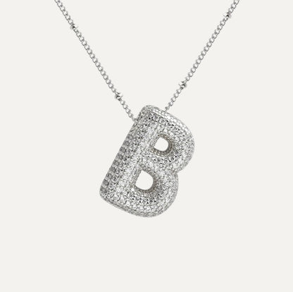 Personalized diamond initial necklace featuring bubble diamonds, elegant 50cm (20in) design, perfect for special occasions and gifts. 4
