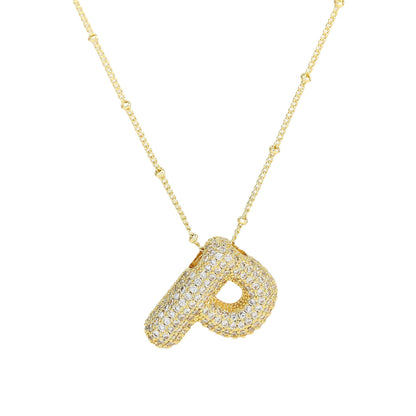 Personalized diamond initial necklace featuring bubble diamonds, elegant 50cm (20in) design, perfect for special occasions and gifts. 38