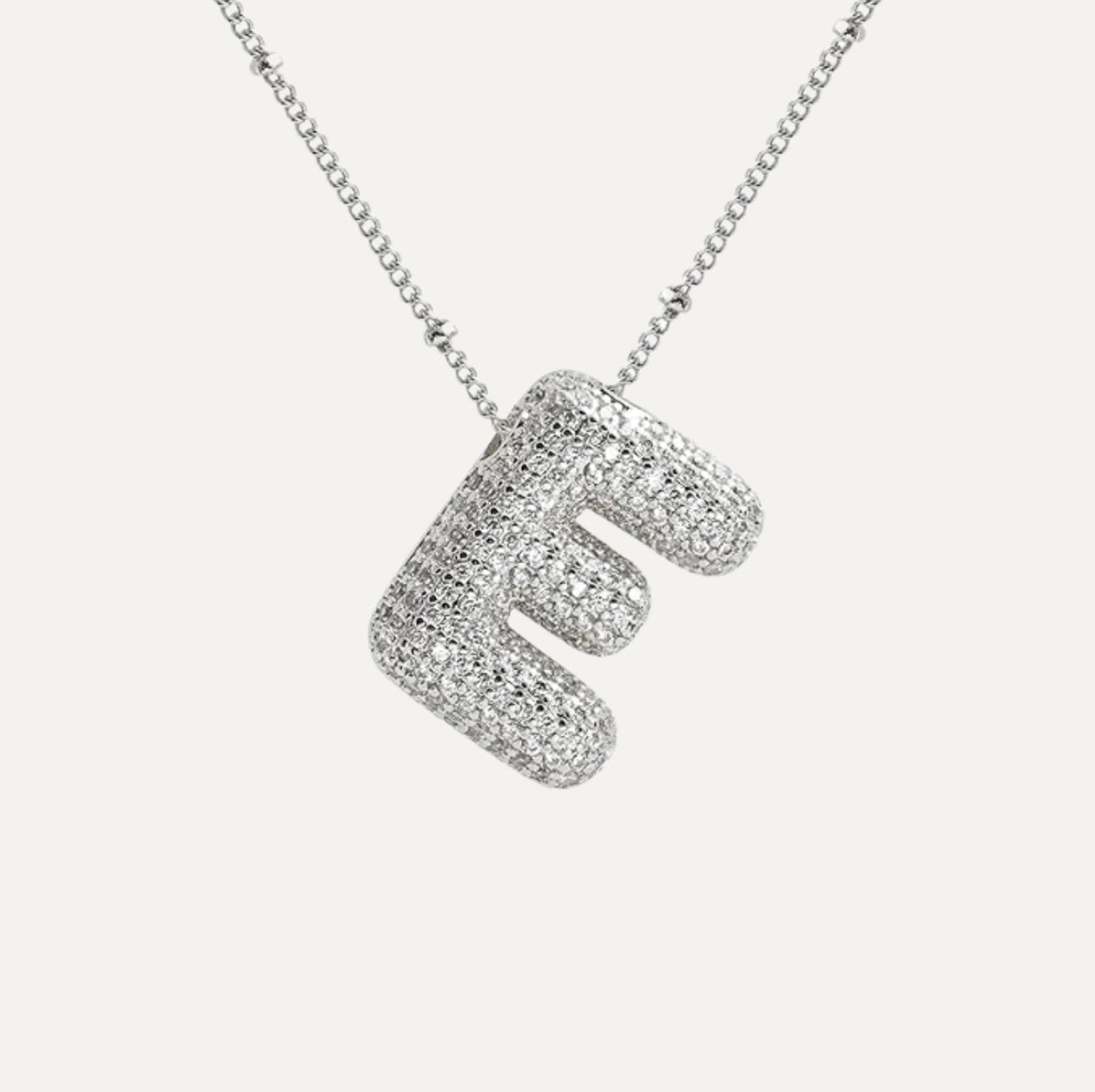 Personalized diamond initial necklace featuring bubble diamonds, elegant 50cm (20in) design, perfect for special occasions and gifts. 24