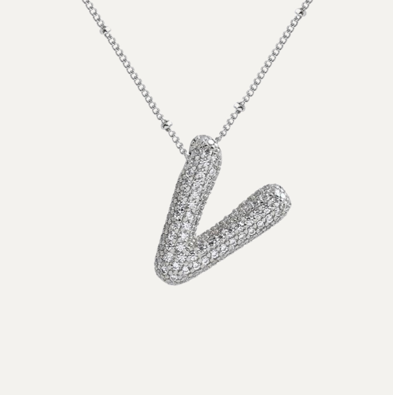 Personalized diamond initial necklace featuring bubble diamonds, elegant 50cm (20in) design, perfect for special occasions and gifts. 51