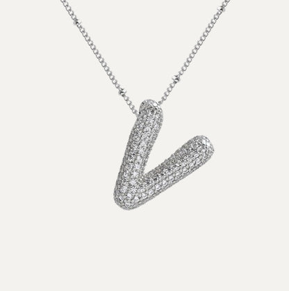 Personalized diamond initial necklace featuring bubble diamonds, elegant 50cm (20in) design, perfect for special occasions and gifts. 51