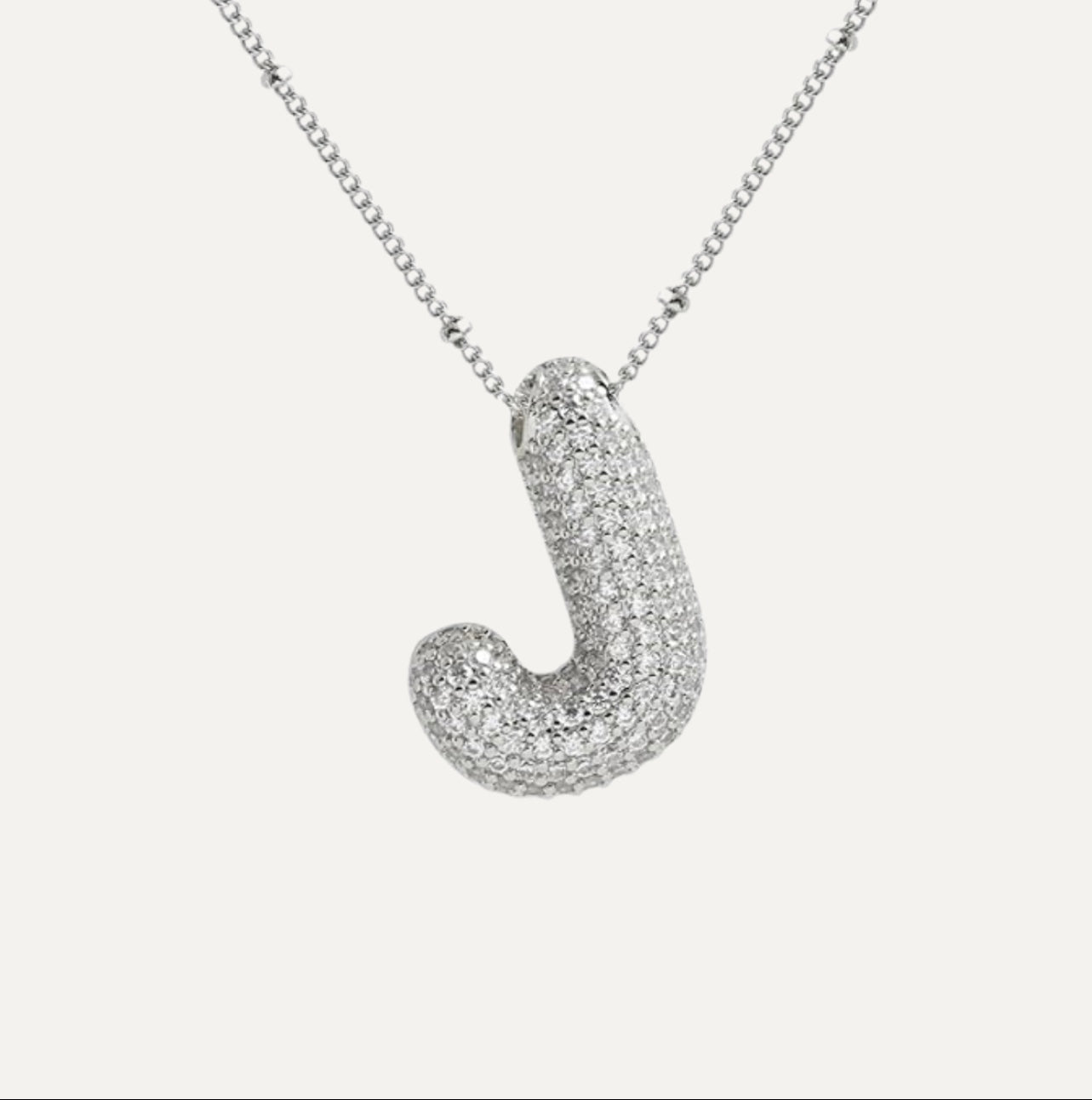 Personalized diamond initial necklace featuring bubble diamonds, elegant 50cm (20in) design, perfect for special occasions and gifts. 37