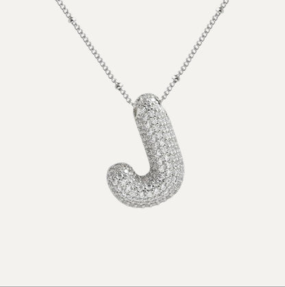 Personalized diamond initial necklace featuring bubble diamonds, elegant 50cm (20in) design, perfect for special occasions and gifts. 37