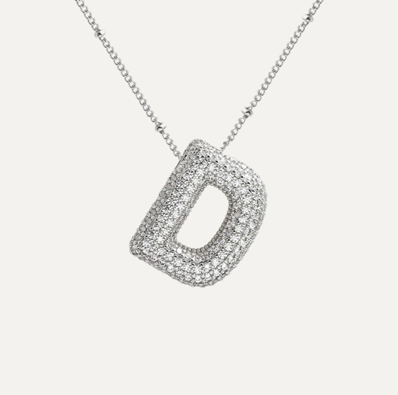 Personalized diamond initial necklace featuring bubble diamonds, elegant 50cm (20in) design, perfect for special occasions and gifts. 8