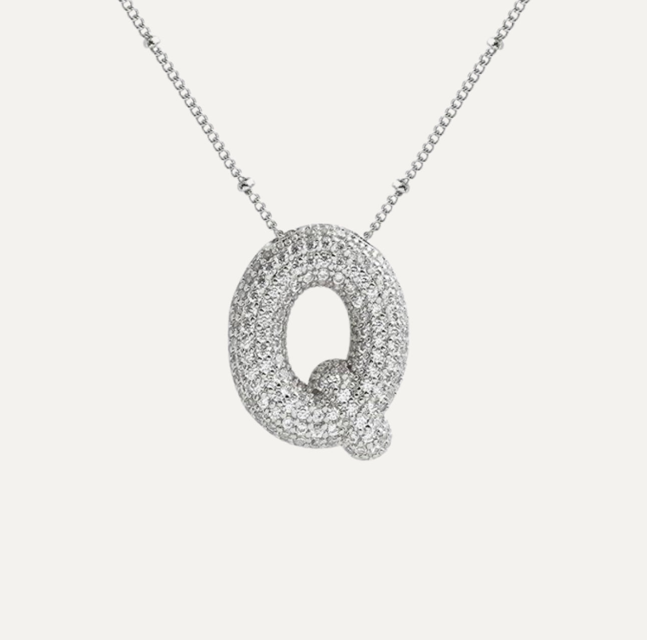 Personalized diamond initial necklace featuring bubble diamonds, elegant 50cm (20in) design, perfect for special occasions and gifts. 47