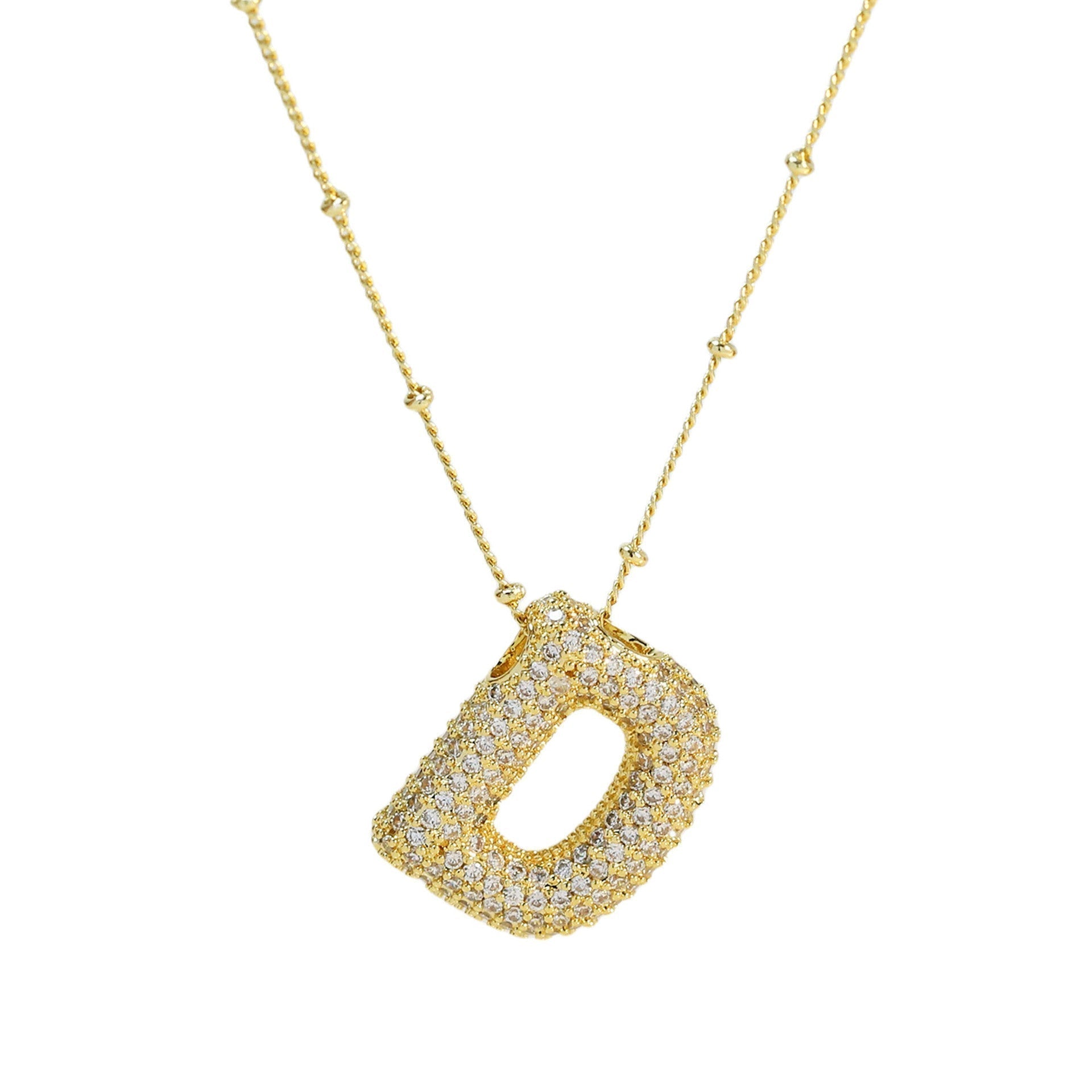 Personalized diamond initial necklace featuring bubble diamonds, elegant 50cm (20in) design, perfect for special occasions and gifts. 7