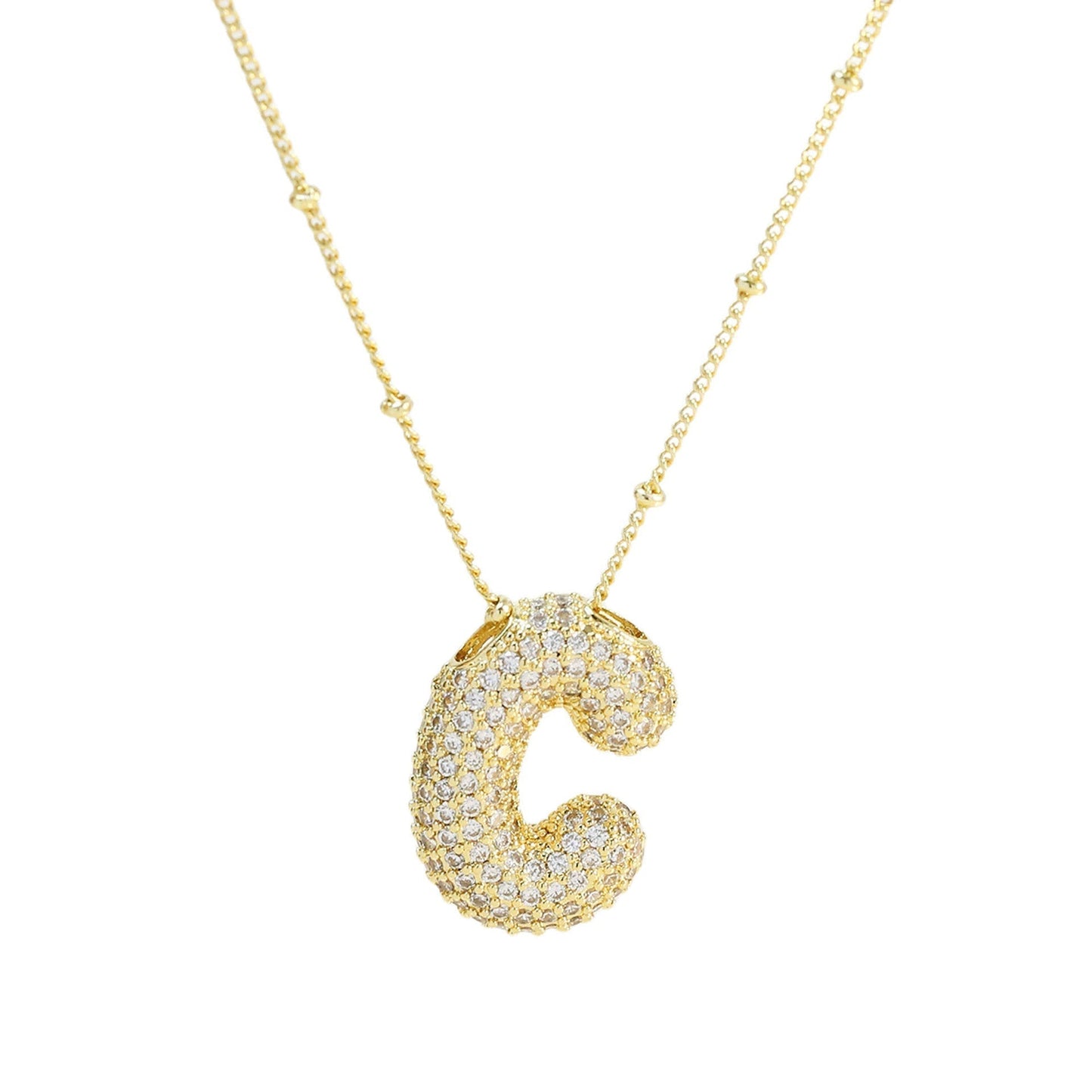 Personalized diamond initial necklace featuring bubble diamonds, elegant 50cm (20in) design, perfect for special occasions and gifts. 5