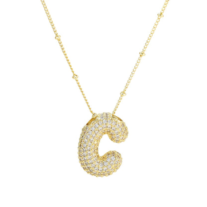 Personalized diamond initial necklace featuring bubble diamonds, elegant 50cm (20in) design, perfect for special occasions and gifts. 5