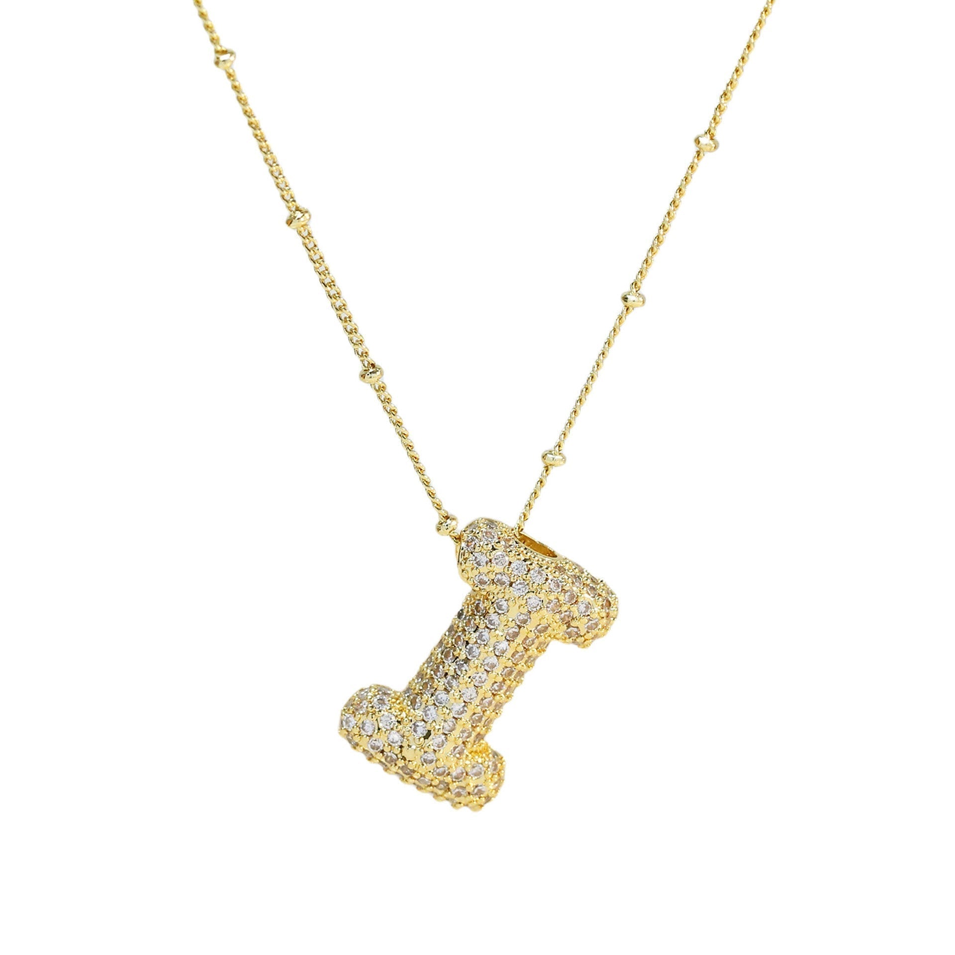 Personalized diamond initial necklace featuring bubble diamonds, elegant 50cm (20in) design, perfect for special occasions and gifts. 23