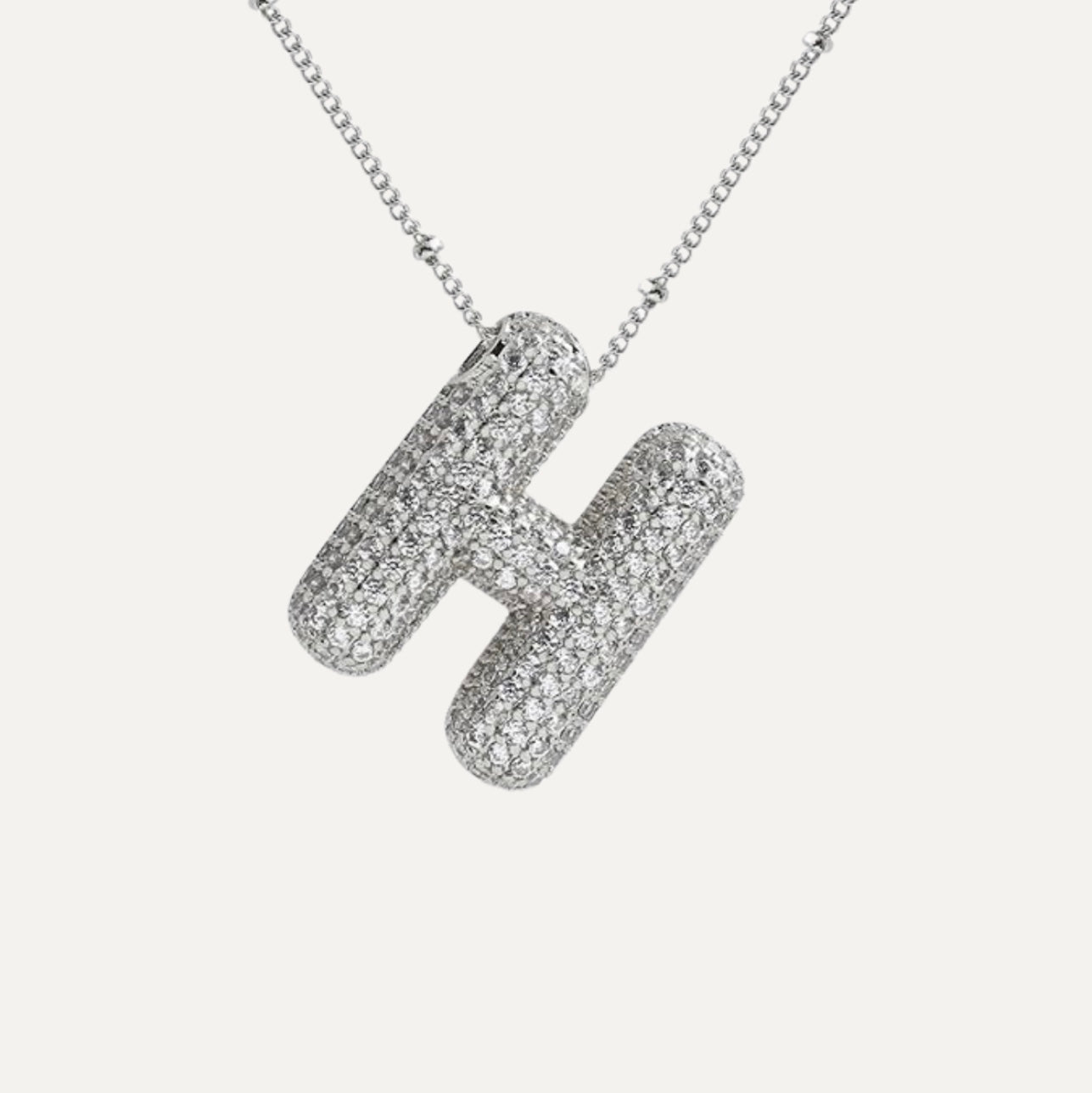 Personalized diamond initial necklace featuring bubble diamonds, elegant 50cm (20in) design, perfect for special occasions and gifts. 32