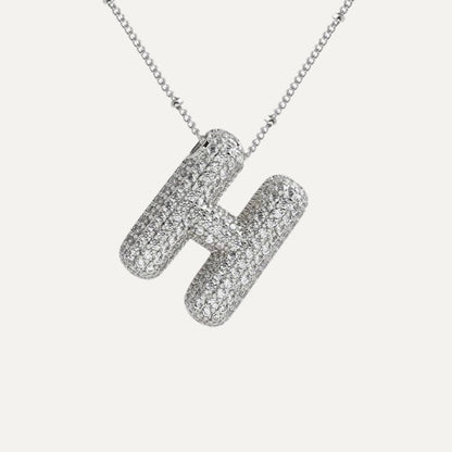 Personalized diamond initial necklace featuring bubble diamonds, elegant 50cm (20in) design, perfect for special occasions and gifts. 32