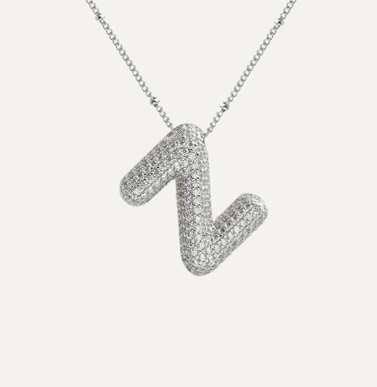 Personalized diamond initial necklace featuring bubble diamonds, elegant 50cm (20in) design, perfect for special occasions and gifts. 33