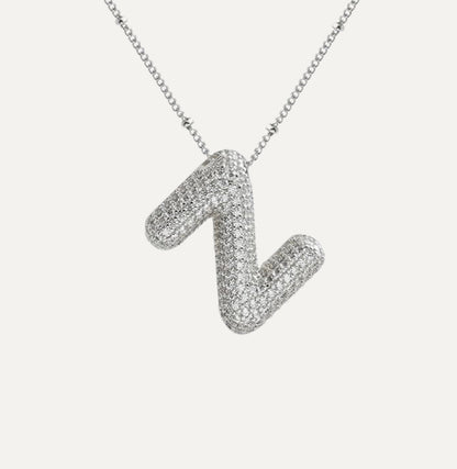 Personalized diamond initial necklace featuring bubble diamonds, elegant 50cm (20in) design, perfect for special occasions and gifts. 33