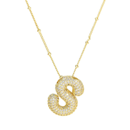 Personalized diamond initial necklace featuring bubble diamonds, elegant 50cm (20in) design, perfect for special occasions and gifts. 22