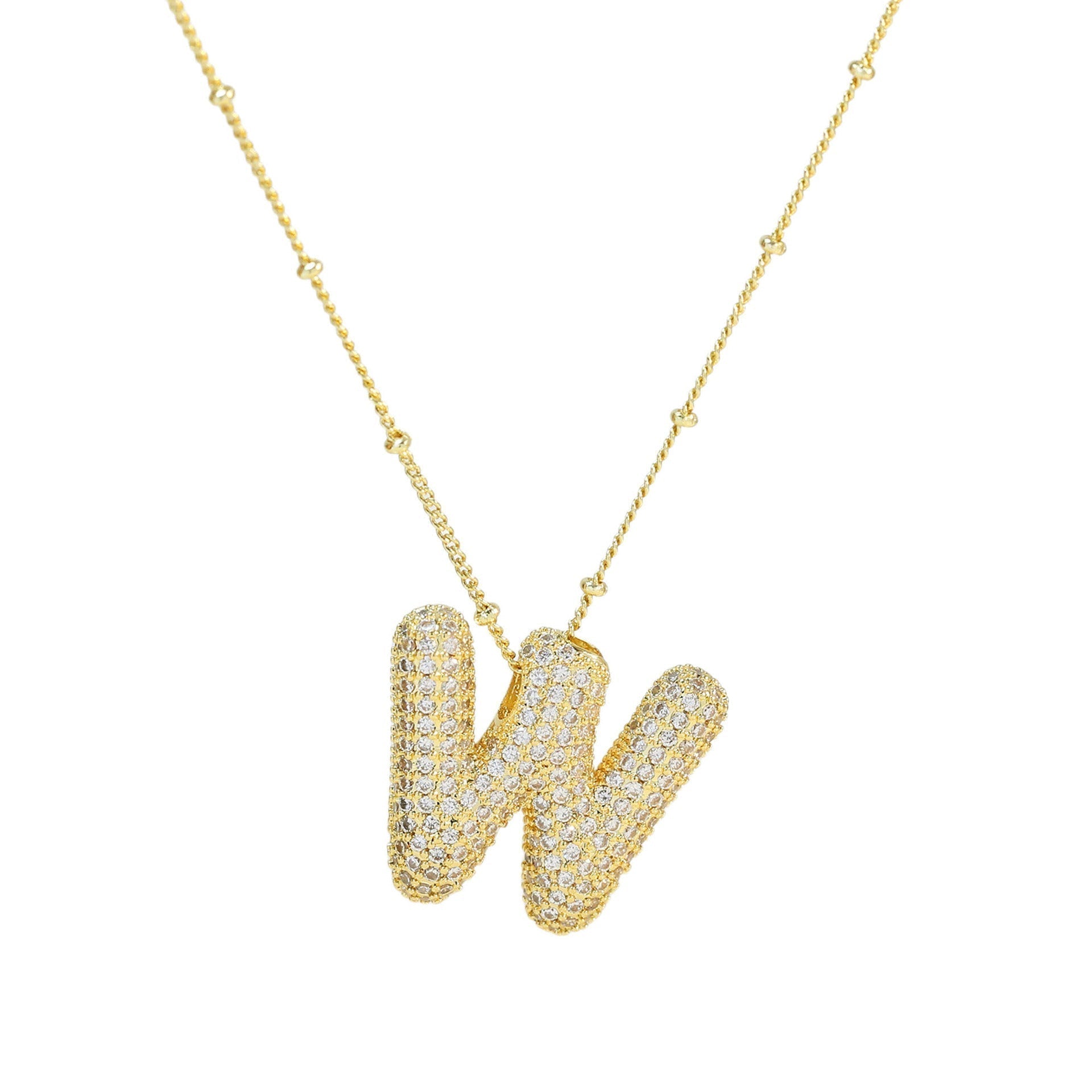 Personalized diamond initial necklace featuring bubble diamonds, elegant 50cm (20in) design, perfect for special occasions and gifts. 31