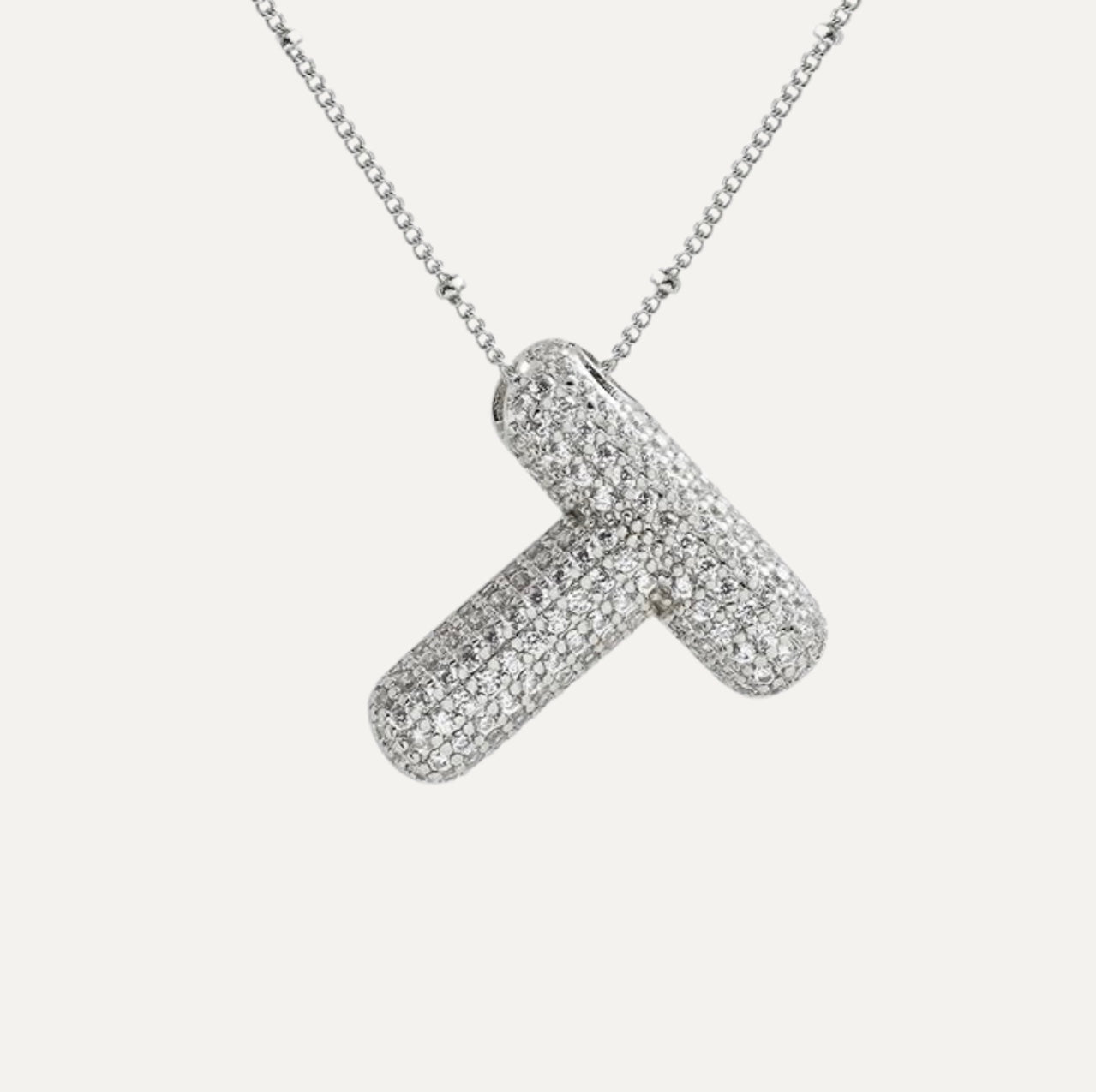 Personalized diamond initial necklace featuring bubble diamonds, elegant 50cm (20in) design, perfect for special occasions and gifts. 46