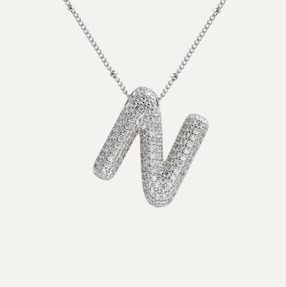 Personalized diamond initial necklace featuring bubble diamonds, elegant 50cm (20in) design, perfect for special occasions and gifts. 40
