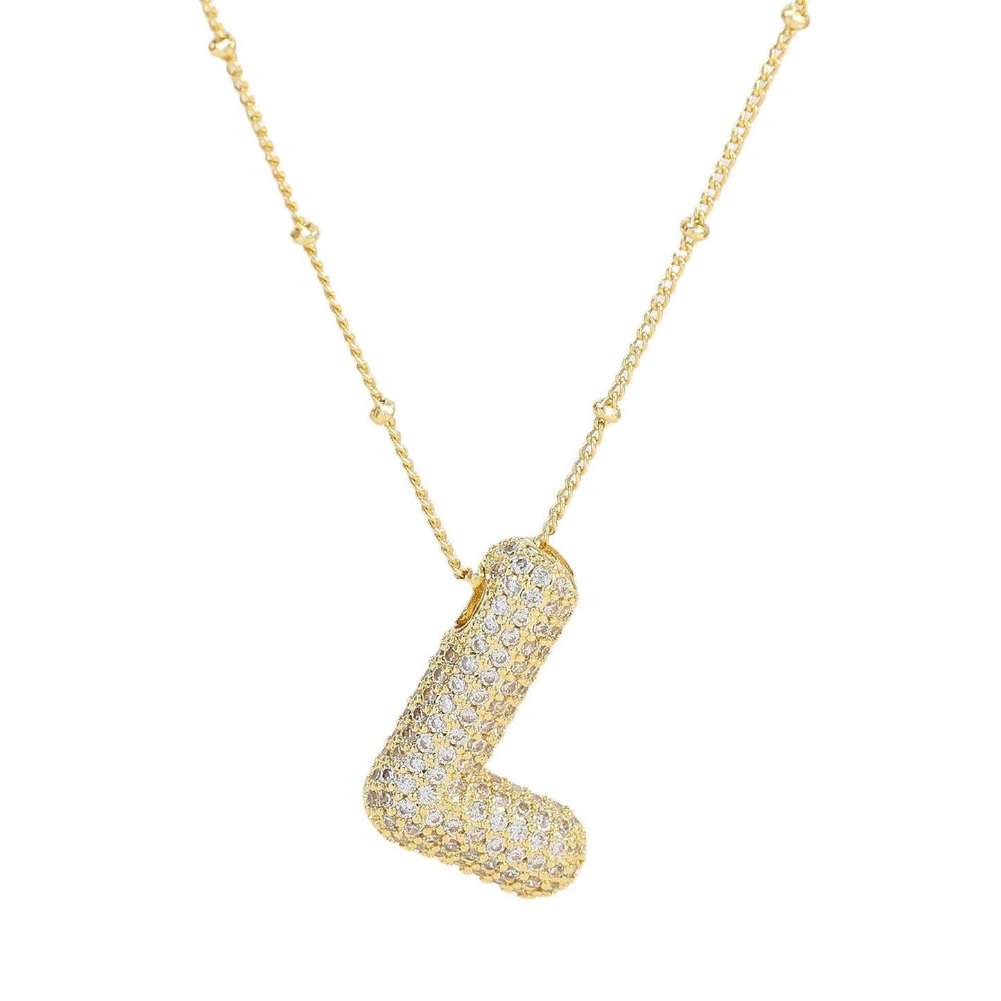 Personalized diamond initial necklace featuring bubble diamonds, elegant 50cm (20in) design, perfect for special occasions and gifts. 17