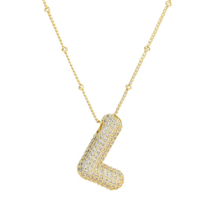 Personalized diamond initial necklace featuring bubble diamonds, elegant 50cm (20in) design, perfect for special occasions and gifts. 17