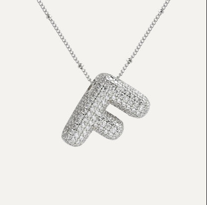 Personalized diamond initial necklace featuring bubble diamonds, elegant 50cm (20in) design, perfect for special occasions and gifts. 36