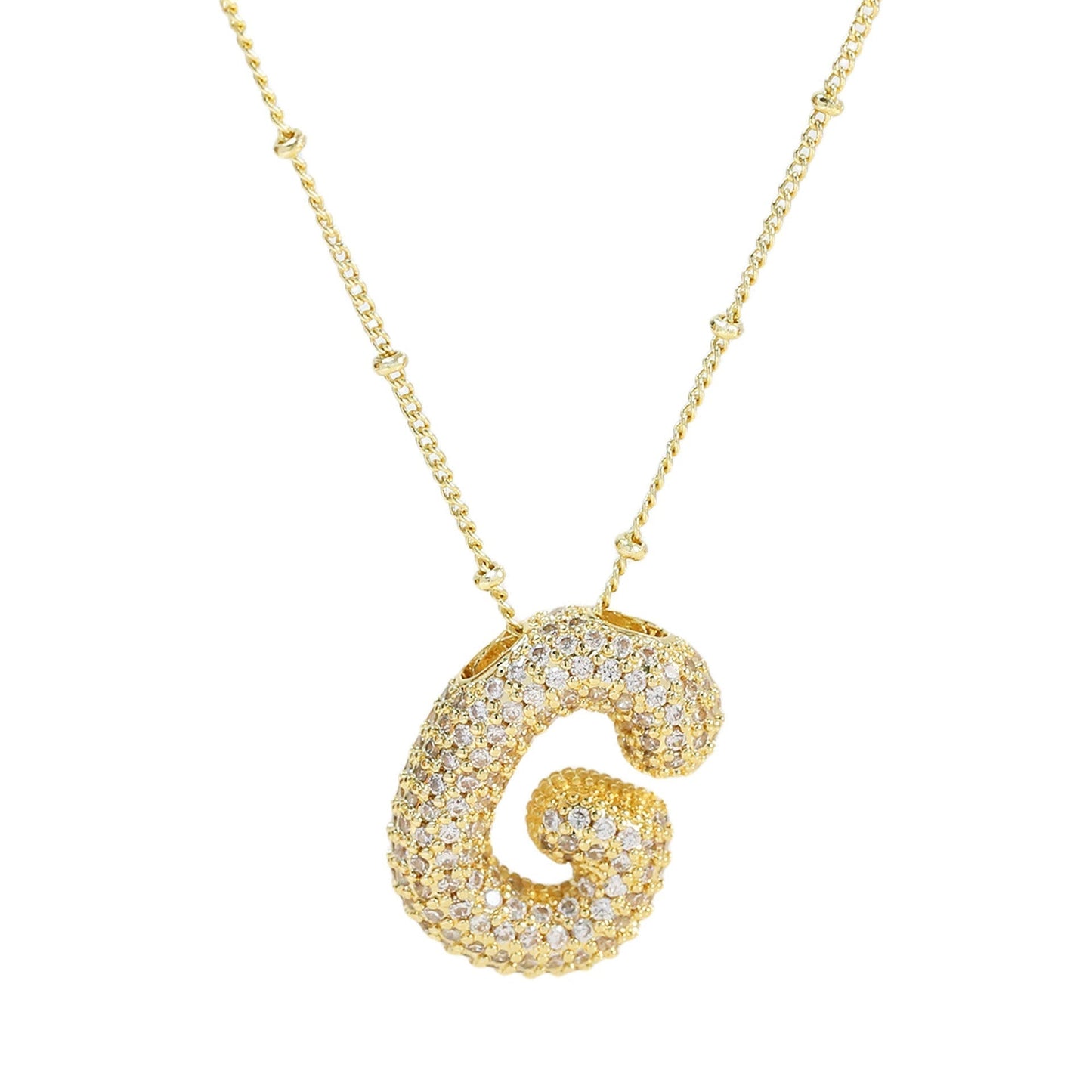 Personalized diamond initial necklace featuring bubble diamonds, elegant 50cm (20in) design, perfect for special occasions and gifts. 27
