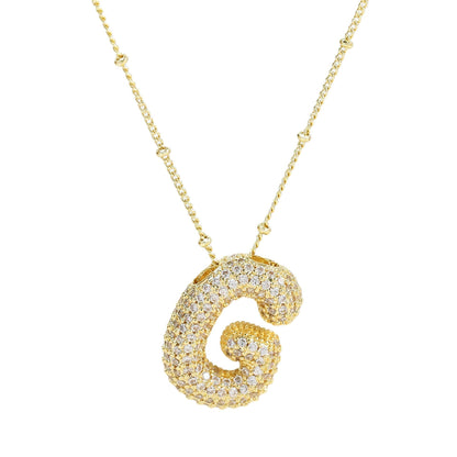 Personalized diamond initial necklace featuring bubble diamonds, elegant 50cm (20in) design, perfect for special occasions and gifts. 27