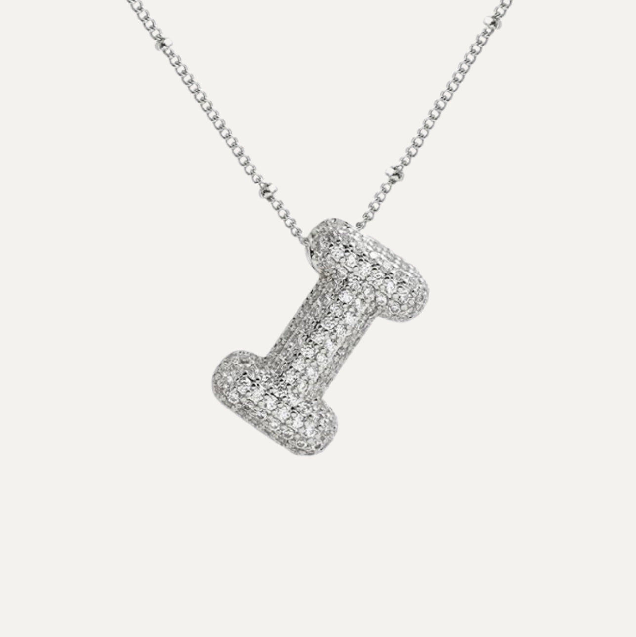 Personalized diamond initial necklace featuring bubble diamonds, elegant 50cm (20in) design, perfect for special occasions and gifts. 25