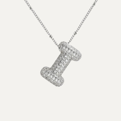 Personalized diamond initial necklace featuring bubble diamonds, elegant 50cm (20in) design, perfect for special occasions and gifts. 25