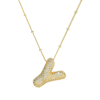 Personalized diamond initial necklace featuring bubble diamonds, elegant 50cm (20in) design, perfect for special occasions and gifts. 28