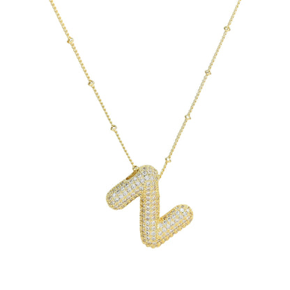 Personalized diamond initial necklace featuring bubble diamonds, elegant 50cm (20in) design, perfect for special occasions and gifts. 16