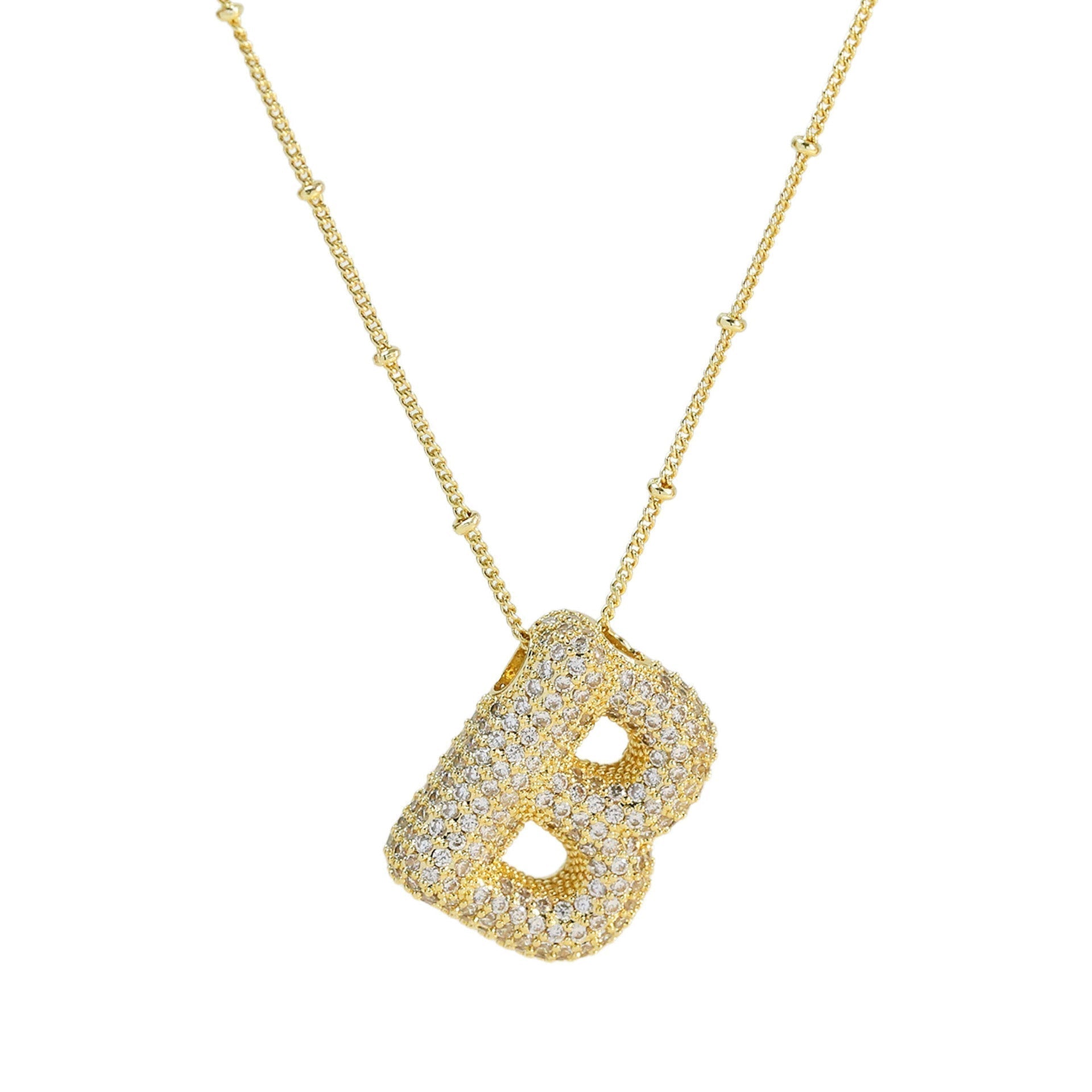 Personalized diamond initial necklace featuring bubble diamonds, elegant 50cm (20in) design, perfect for special occasions and gifts. 3