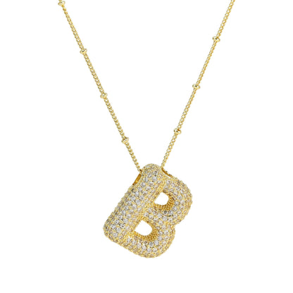 Personalized diamond initial necklace featuring bubble diamonds, elegant 50cm (20in) design, perfect for special occasions and gifts. 3