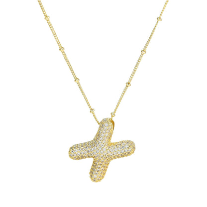 Personalized diamond initial necklace featuring bubble diamonds, elegant 50cm (20in) design, perfect for special occasions and gifts. 1