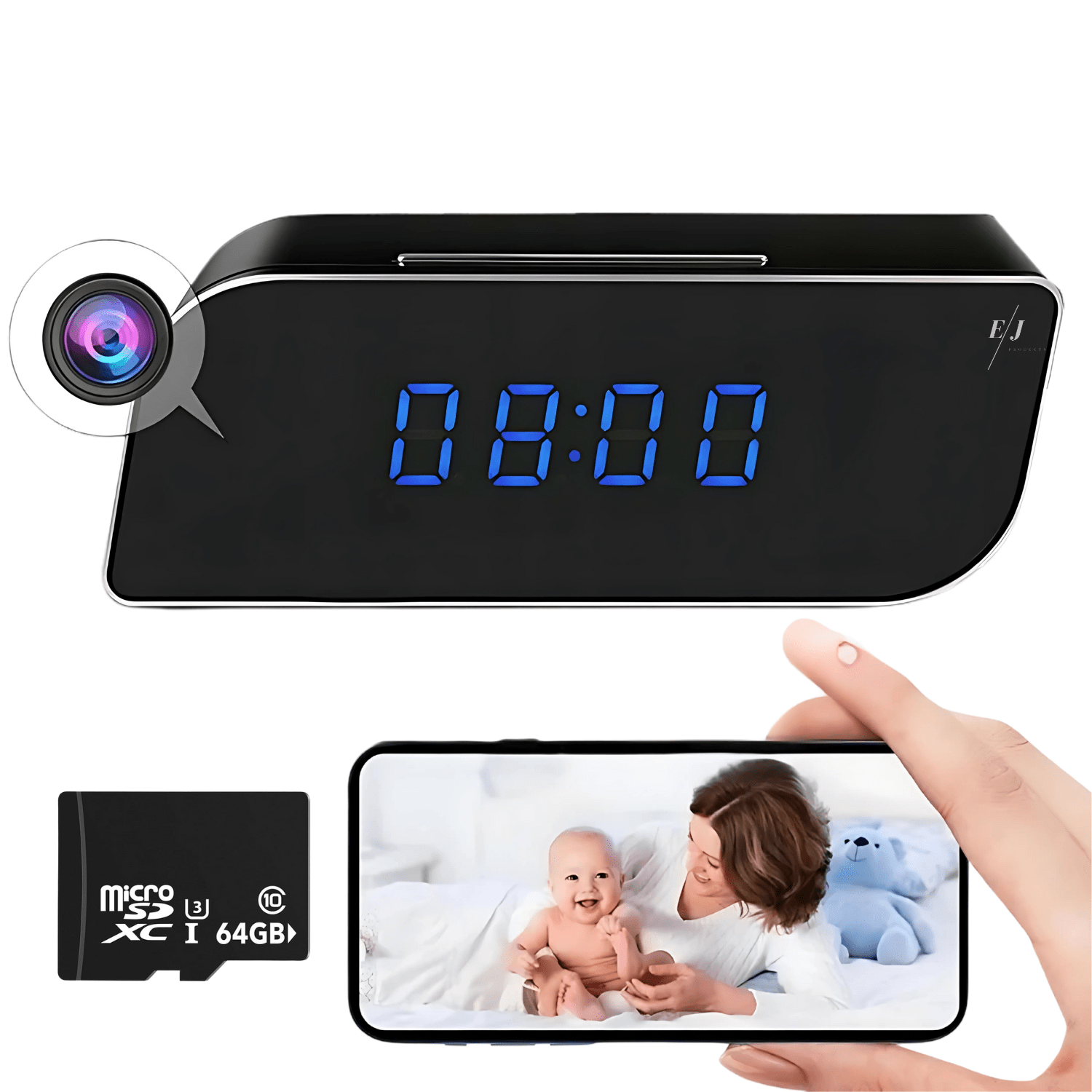Digital Alarm Clock with Hidden HD Camera and Night Vision – Smart Motion Detection Surveillance Device 3