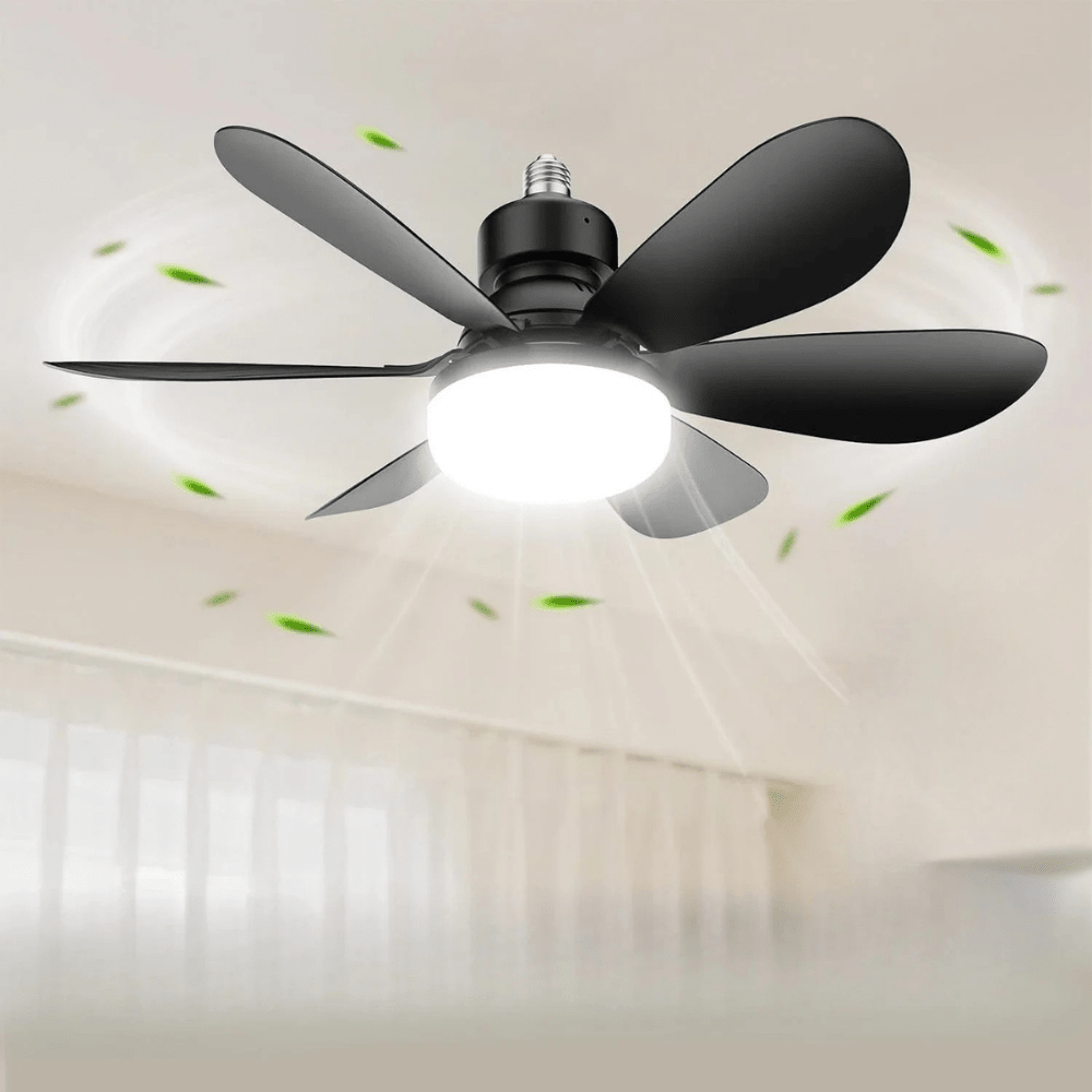 Dimmable LED ceiling fan with remote control, featuring energy-efficient lighting and cooling capabilities, ideal for modern home decor. 2