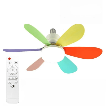 Dimmable LED ceiling fan with remote control, featuring energy-efficient lighting and cooling capabilities, ideal for modern home decor. 7