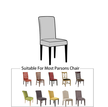 Set of stretchable and washable dining chair covers made from durable polyester fabric, designed to protect and enhance the look of dining room chairs, easy to install 4