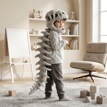 Dinosaur plush hoodie for kids featuring a soft and cozy design, perfect for playful adventures, with vibrant colors and adorable dinosaur details. 0