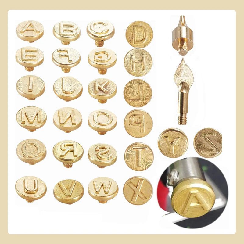 DIY Engraving Set with Brass Alphabet Heads for Soldering Iron – Personalize Wood, Leather, and More 4