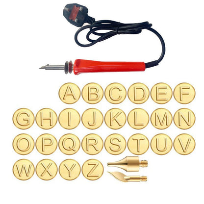 DIY Engraving Set with Brass Alphabet Heads for Soldering Iron – Personalize Wood, Leather, and More 0