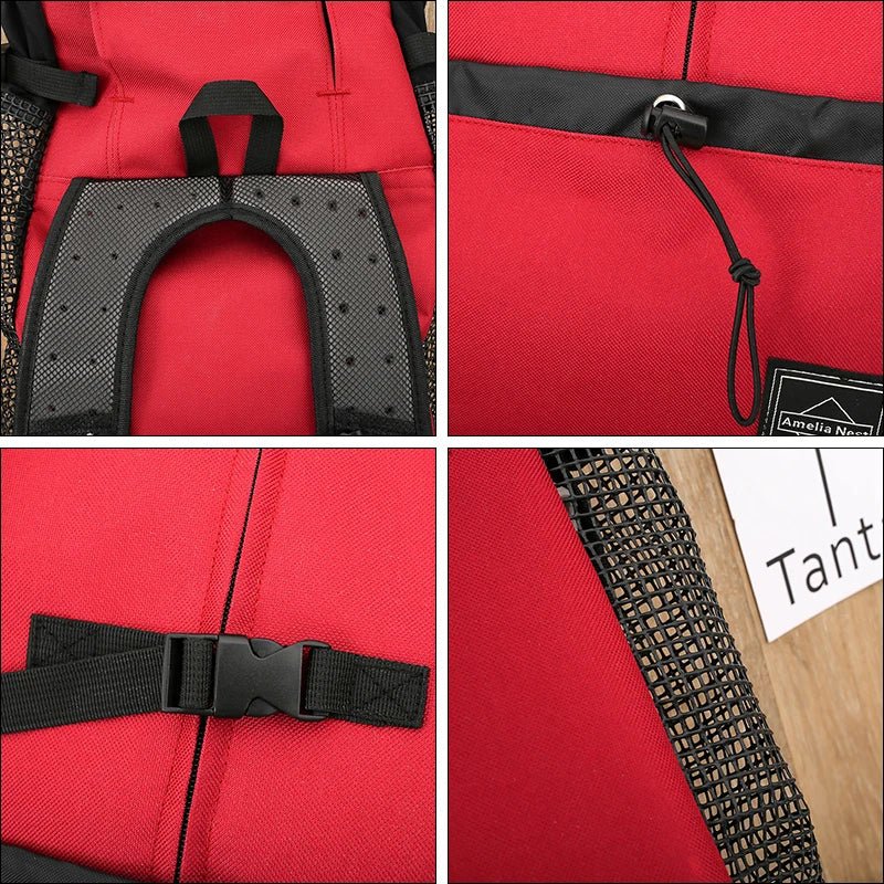 Dog travel bag made of breathable nylon with an ergonomic design, ideal for small to medium breeds, ensuring comfort for pets during travel. 4