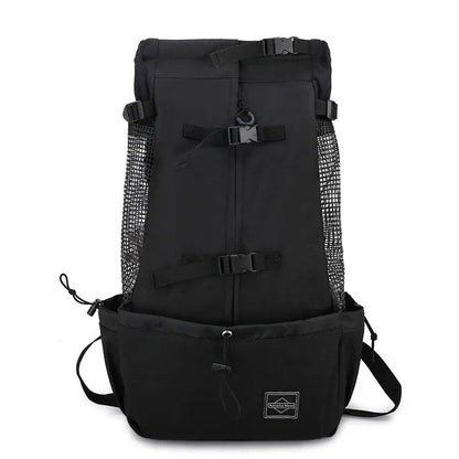 Dog travel bag made of breathable nylon with an ergonomic design, ideal for small to medium breeds, ensuring comfort for pets during travel. 0