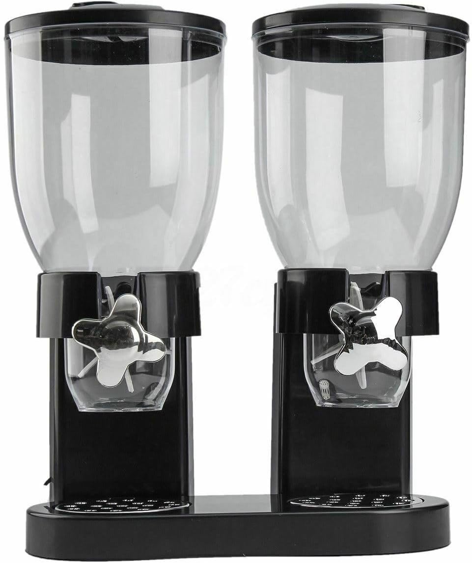Double Cereal Dispenser with Portion Control featuring durable acrylic storage, perfect for organizing cereals and snacks in the kitchen. 0