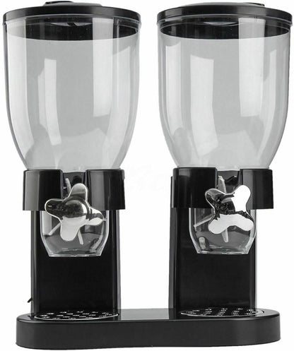 Double Cereal Dispenser with Portion Control featuring durable acrylic storage, perfect for organizing cereals and snacks in the kitchen. 0