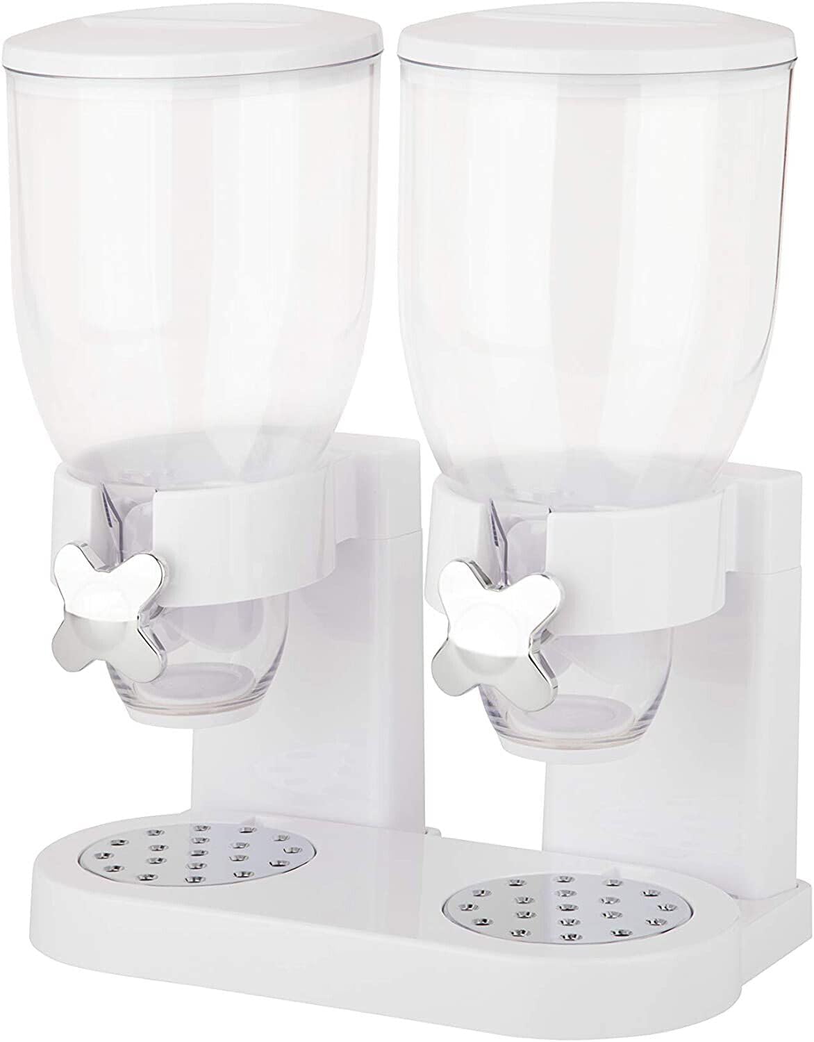 Double Cereal Dispenser with Portion Control featuring durable acrylic storage, perfect for organizing cereals and snacks in the kitchen. 1
