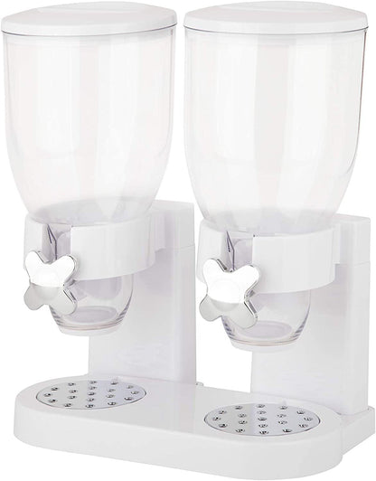 Double Cereal Dispenser with Portion Control featuring durable acrylic storage, perfect for organizing cereals and snacks in the kitchen. 1