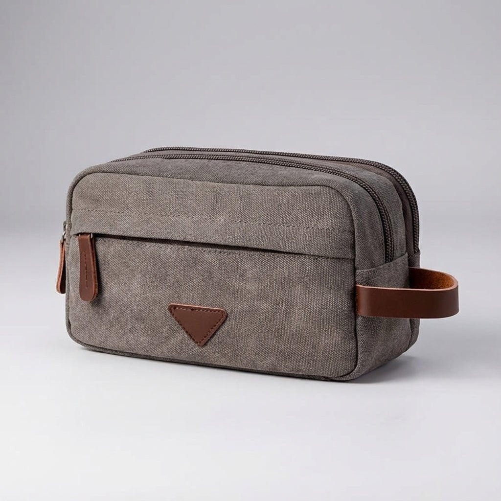 Double Compartment Toiletry Bag with Waterproof Lining – Durable Canvas Travel Organizer for Men and Women 0